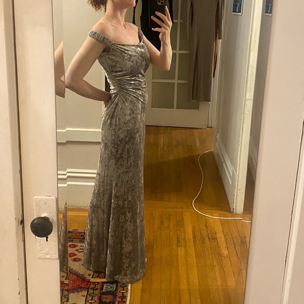 Reformation Silver Velvet Maxi Dress